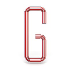 Drinking straw font Letter G 3D