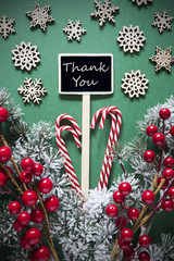 Retro Black Christmas Sign,Lights, Text Thank You