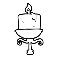 black and white cartoon old candlestick