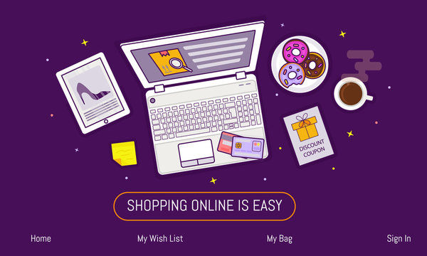 Flat design baner template for online shopping