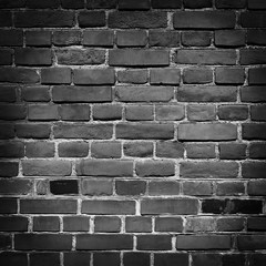 Old Grunge Black Brick Wall Background With vignette