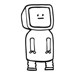 black and white cartoon funny robot