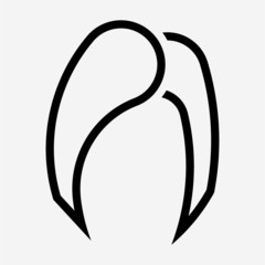 Outline female hair pixel perfect vector icon