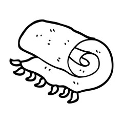 black and white cartoon rolled up blanket