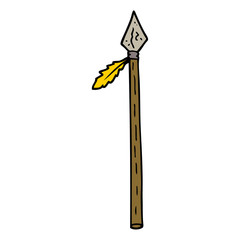 hand drawn doodle style cartoon long spear
