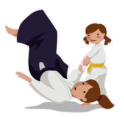 Vector illustration of a technique made in Tachi waza.
