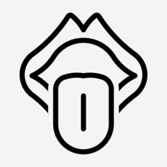 Outline tongue pixel perfect vector icon