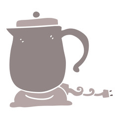 flat color illustration cartoon kettle