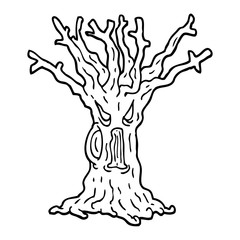 Fototapeta premium black and white cartoon spooky tree