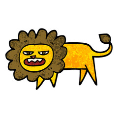 grunge textured illustration cartoon angry lion