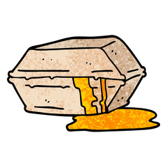 grunge textured illustration cartoon greasy take out food