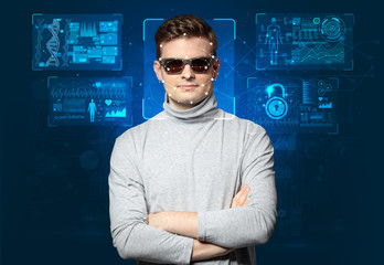 Biometric verification - young man face recognition