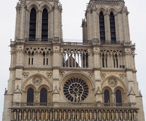 Fototapeta na wymiar Notre Dame Cathedral - catholic church in the center of the city, one of the symbols of the French capital. Paris. France.