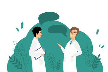 Vector illustration with two doctors.
