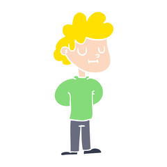 flat color illustration cartoon happy boy