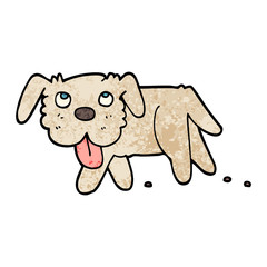 grunge textured illustration cartoon happy dog