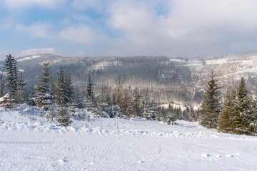 Winter landscape of Beskid Mountains