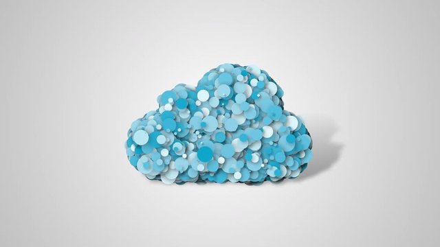 Cloud computing animation, cloud symbol from a lot of particulars 