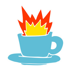 flat color illustration cartoon cup of coffee