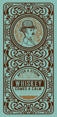 Whiskey label with gentleman detail
