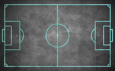 Street soccer field in dark grunge style and aqua lines