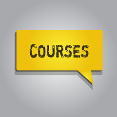 Conceptual hand writing showing Courses. Business photo showcasing Route Direction followed Classes Land Water Area for sports.