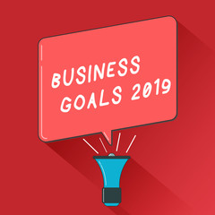 Writing note showing Business Goals 2019. Business photo showcasing Advanced Capabilities Timely Expectations Goals.