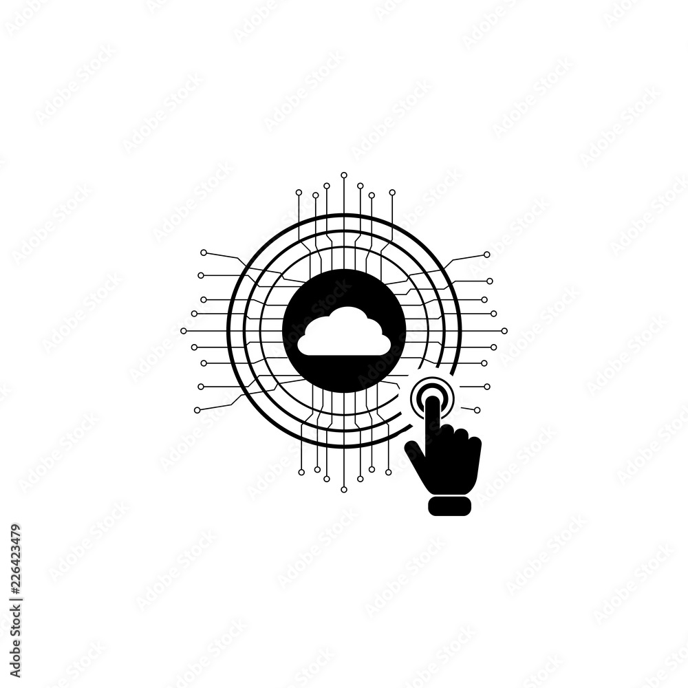 Poster cloud computing system concept on touch screen icon. element of touch screen technology icon. premiu