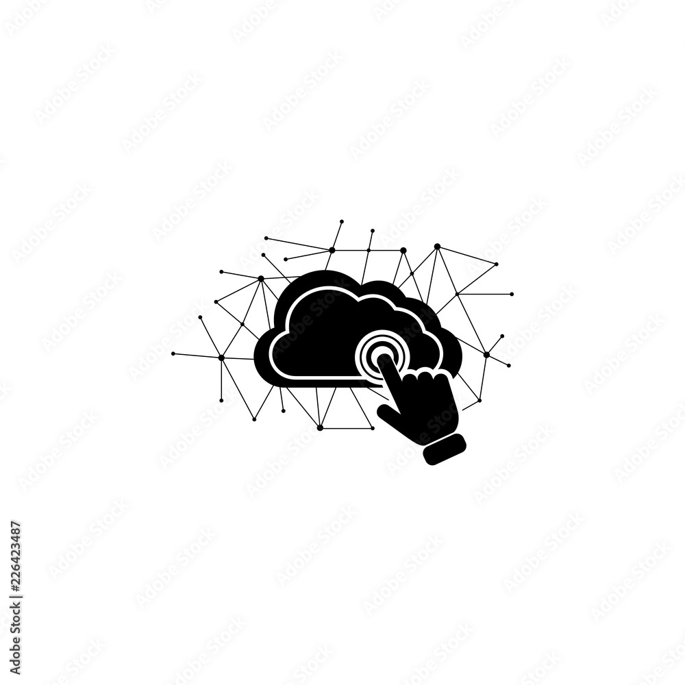 Poster cloud networking concept on touch screen icon. element of touch screen technology icon. premium qual