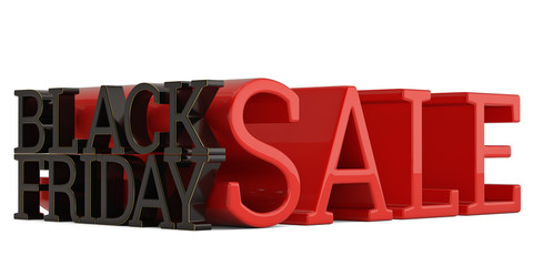 Black friday sale word isolated on white background 3D illustration.