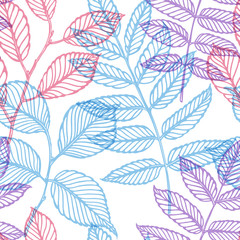 Floral pattern. Decorative leaves. Seamless background vector illustration