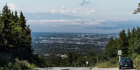 view of Anchorage Alaska from road to Flattop Mt