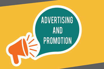 Conceptual hand writing showing Advertising And Promotion. Business photo text Controlled and Paid marketing activity in media.