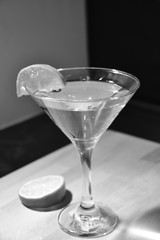 Cocktail Glass with Lime (B&W)