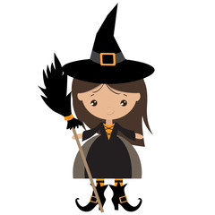 Halloween witch vector cartoon illustration