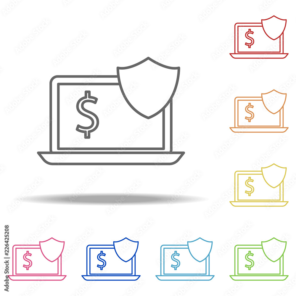 Poster cyber financial security icon. elements of finance and chart in multi colored icons. simple icon for