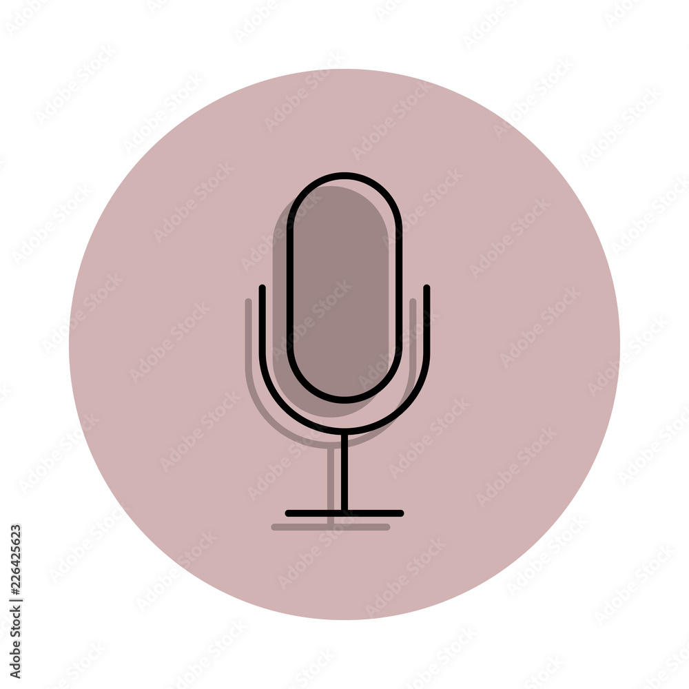 Aufkleber microphone icon in badge style. one of media, press collection icon can be used for ui, ux