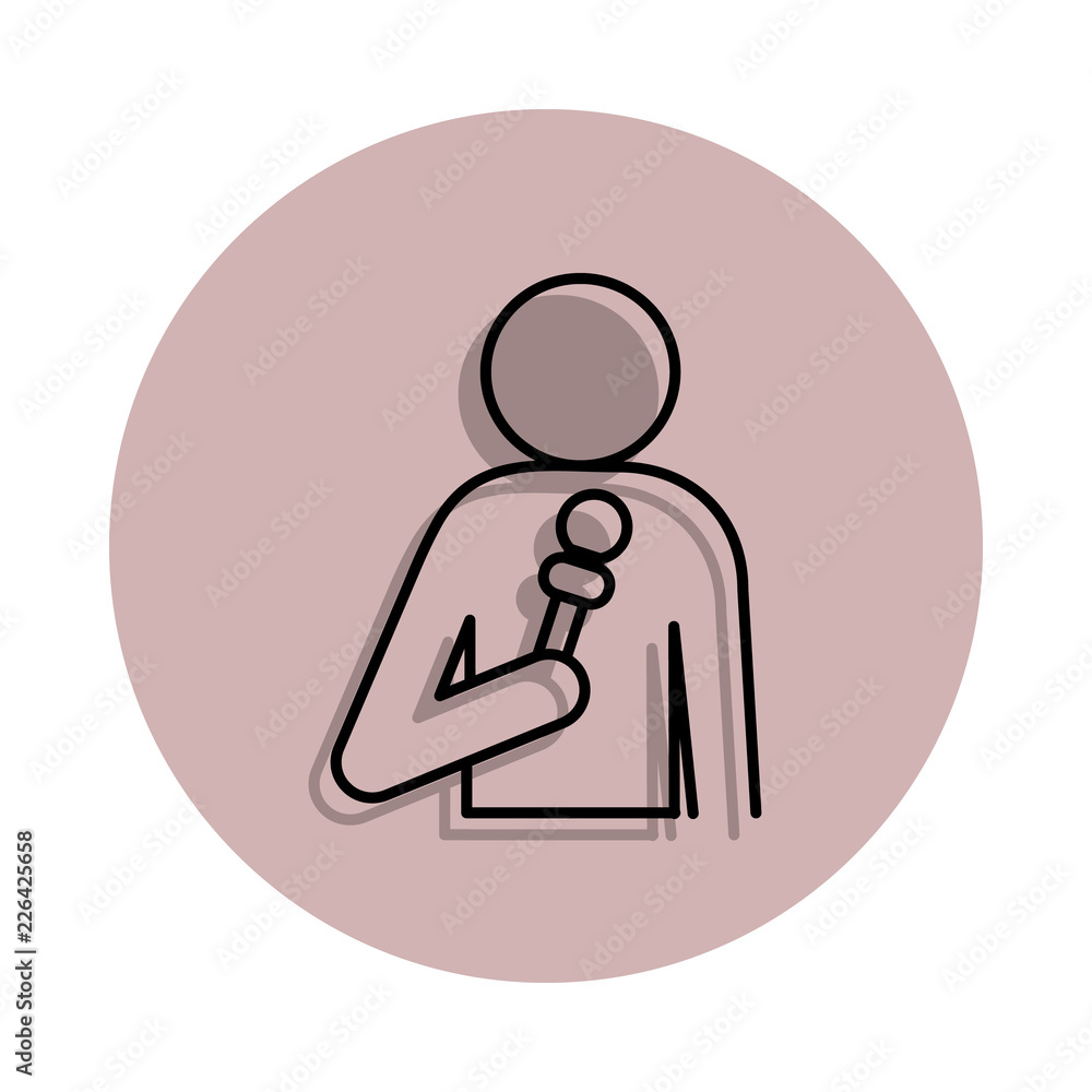 Poster the reporter icon in badge style. one of media, press collection icon can be used for ui, ux