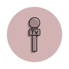 television microphone icon in badge style. One of Media, Press collection icon can be used for UI, UX