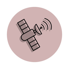 satellite icon in badge style. One of Media, Press collection icon can be used for UI, UX