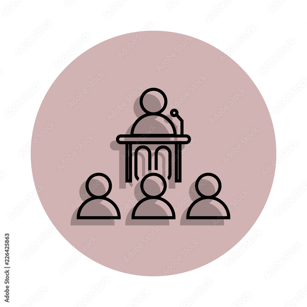 Aufkleber auditorium icon in badge style. one of media, press collection icon can be used for ui, ux