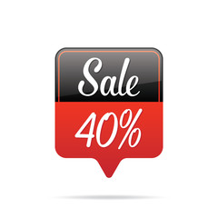 Vol.6 Sale sign set remind box black & red 40 percent heading design for banner or poster. Sale and Discounts Concept. Vector illustration.
