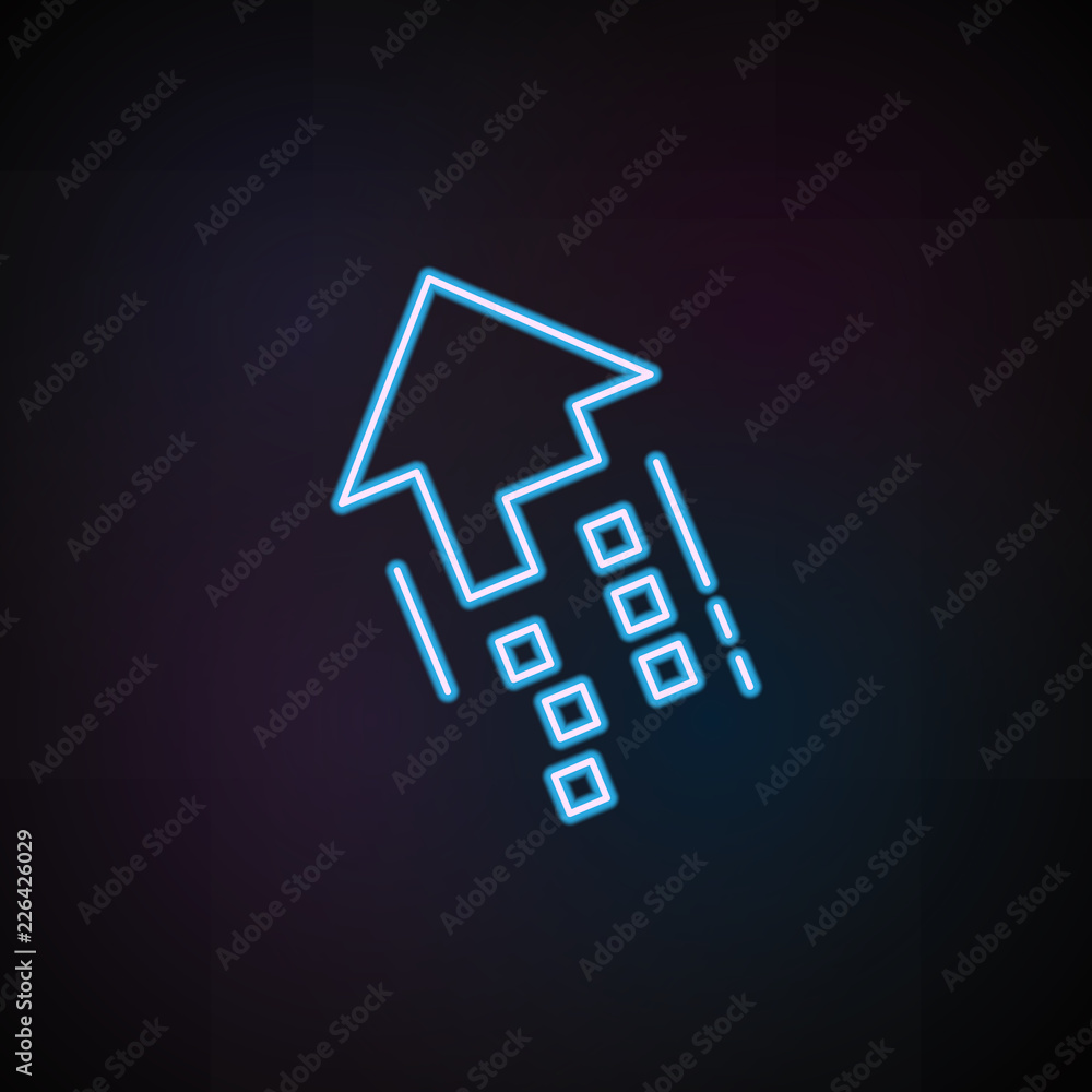 Poster aspiring arrow icon in neon style. one of speed collection icon can be used for ui, ux