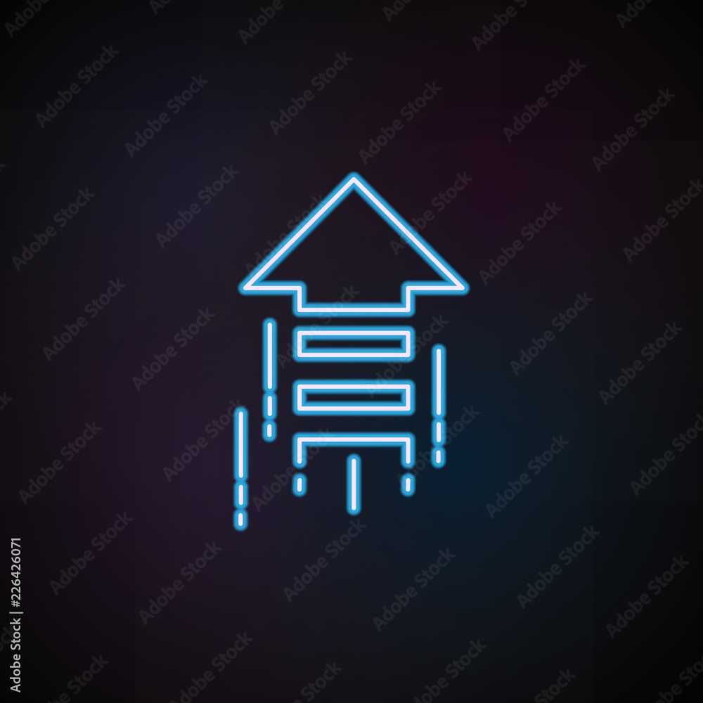 Poster fast arrow icon in neon style. one of speed collection icon can be used for ui, ux