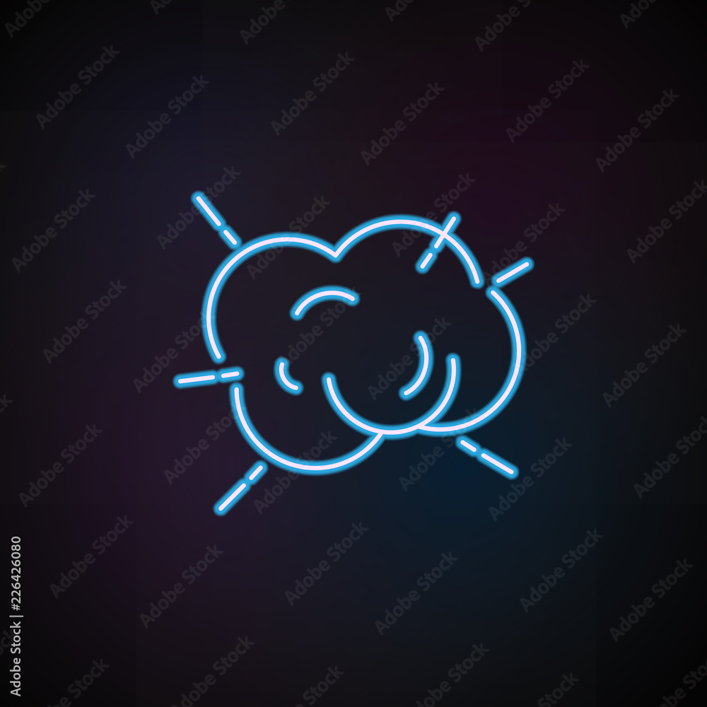 Poster explosion icon in neon style. one of speed collection icon can be used for ui, ux