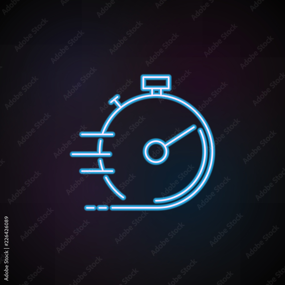 Aufkleber accelerated stopwatch icon in neon style. one of speed collection icon can be used for ui, ux