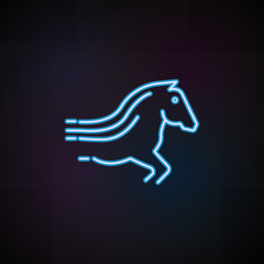 Obraz na płótnie Canvas the horse is on the run icon in neon style. One of Speed collection icon can be used for UI, UX