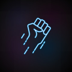 flying fist icon in neon style. One of Speed collection icon can be used for UI, UX