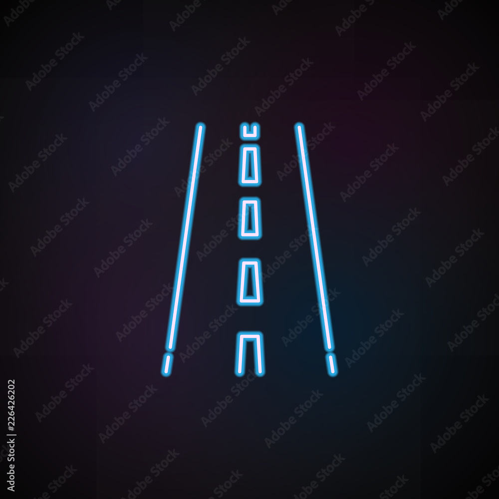 Poster track icon in neon style. one of speed collection icon can be used for ui, ux