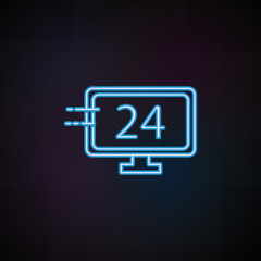 monitor and 24 icon in neon style. One of Speed collection icon can be used for UI, UX